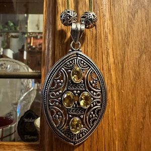 Beautiful Citrine 925 Silver Plated Handmade Pendant Necklace Unique Gift